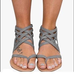 Women's Gray Strappy Sandals